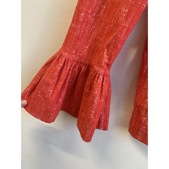 Marc Bouwer Unlimited Women’s Blouse Mesh Bell Sleeve Top Red Size Large - Picture 9 of 9